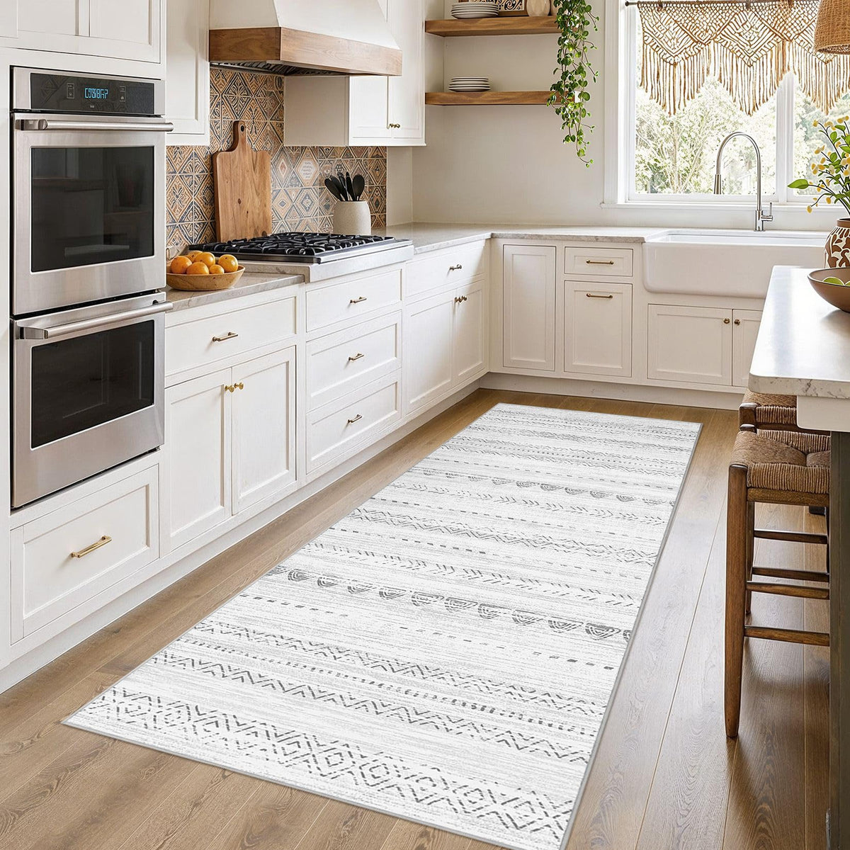 Nakagishi Boho 5x7 Area Rug Living Room Rugs Machine Washable Beige/Brown