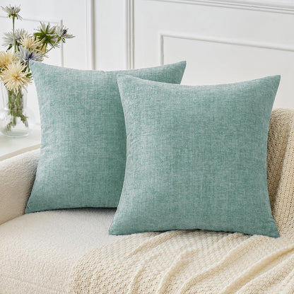 MIULEE Soft Chenille Fall Throw Pillow Covers Burnt Orange 18x18 Pack of 2