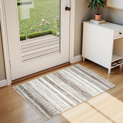 Tortania Area Rug Living Room Rugs - 5x7 Washable Large Soft Neutral Boho Moroccan Bohemian Farmhouse Rug Indoor Floor Carpet for Bedroom Under Dining Table Home Office Decor - Cream Brown