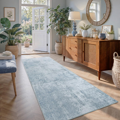 6x9 Ft Abstract Washable Area Rugs for Living Room Blue