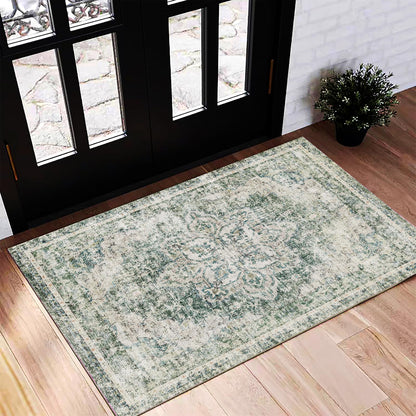 CHAMPLANT 6'x9' Washable Vintage Area Rug Boho Chic Medallion Distressed Design Non-Shedding Easy Care Ideal for High Traffic Areas in Living Room Bedroom Kitchen Office Large Carpet