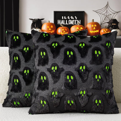 MIULEE White Halloween Pillow Covers Cute Ghost Decor Set of 2 18x18