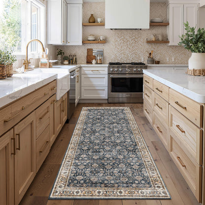 CHAMPLANT 6'x9' Washable Vintage Area Rug Boho Chic Medallion Distressed Design Non-Shedding Easy Care Ideal for High Traffic Areas in Living Room Bedroom Kitchen Office Large Carpet