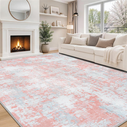 8x10 Area Rugs for Living Room Bedroom Dining Room Washable Blue Grey