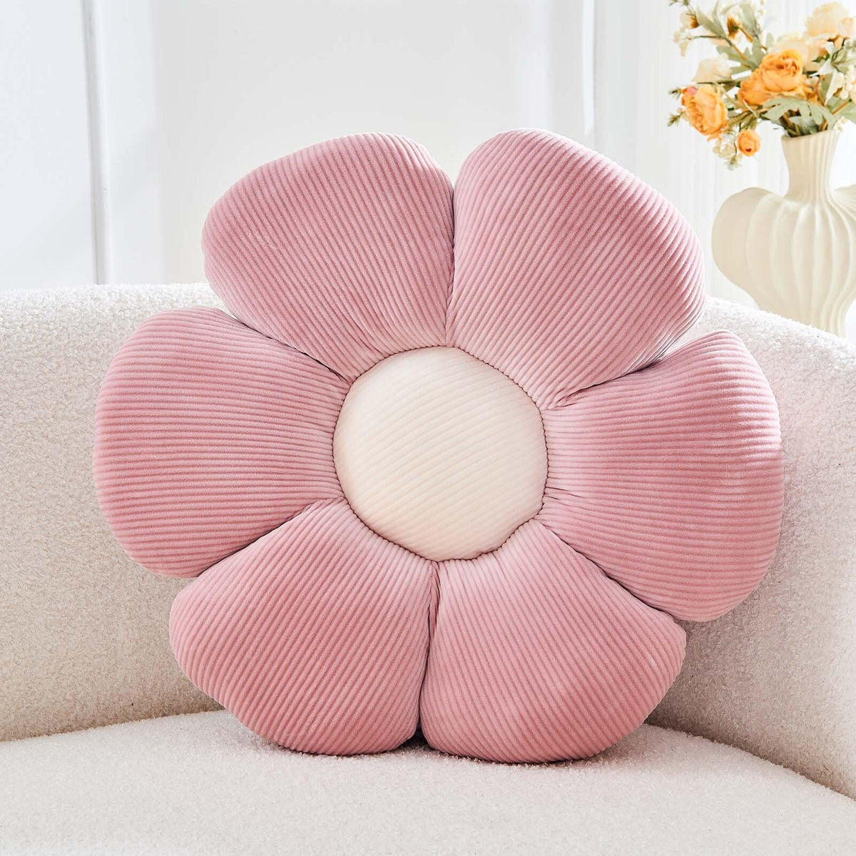 Kcvvcr Flower Throw Pillow, Soft Sage Green 14.9" Shaped Floor Pillow for Home Decor, Cute Aesthetic Plush Decorative Pillows for Bed, Sofa, Couch