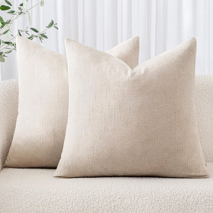 MIULEE Textured Chenille Throw Pillow Covers 20x20 Inch Taupe Grey