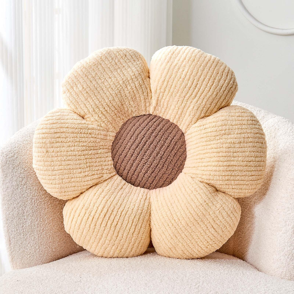 Kcvvcr Flower Throw Pillow, Soft Sage Green 14.9" Shaped Floor Pillow for Home Decor, Cute Aesthetic Plush Decorative Pillows for Bed, Sofa, Couch