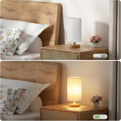 Fenmzee 9" Small Table Lamp for Bedroom - Inline Control with 3000K Bulb