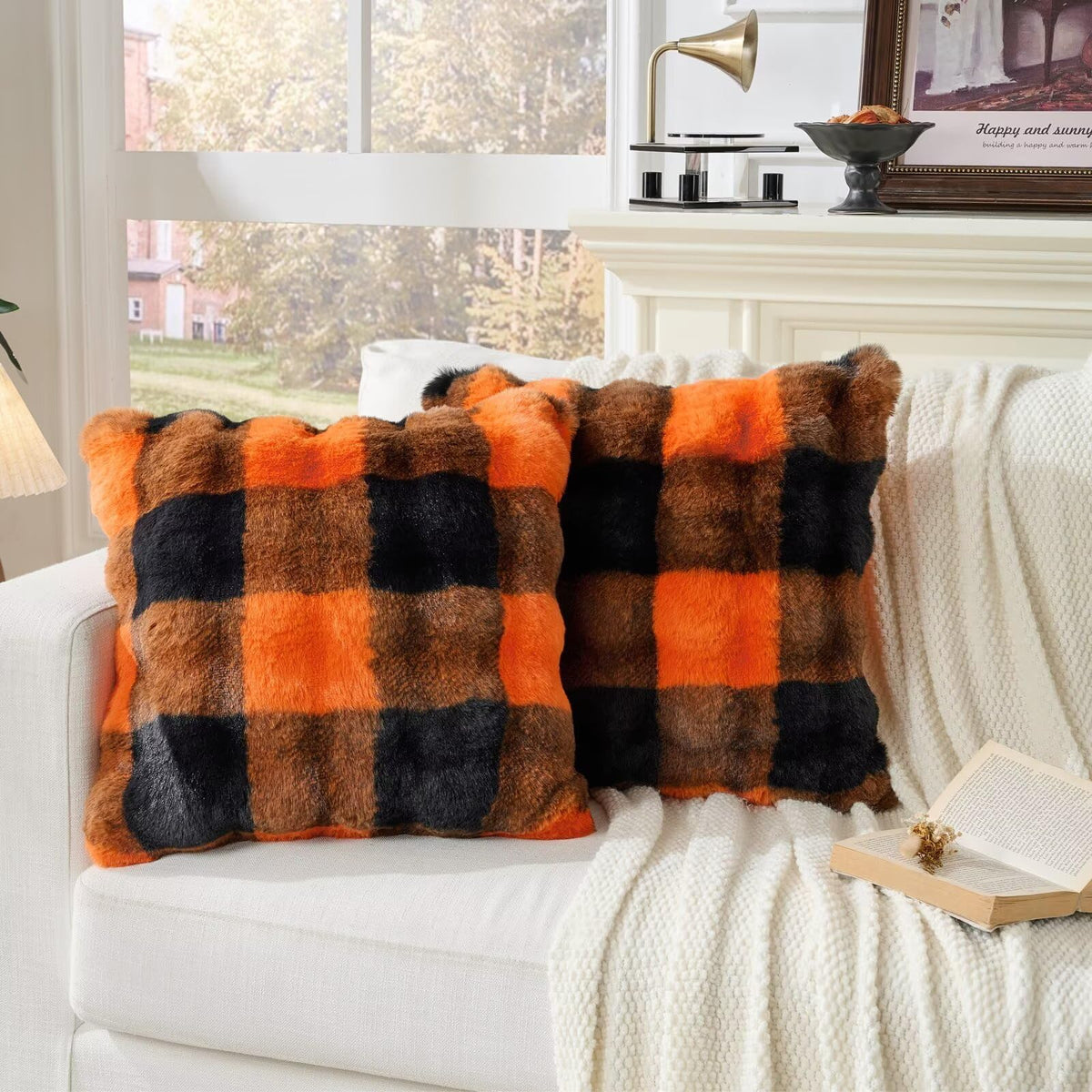 Cheetah Print Faux Fur Fluffy Pillowcases,Plush Soft Throw Pillow Covers, Fuzzy Decorative Leopard Print Pillow Cases, Furry Brown Leopard Cushion Covers for Couch Sofa-18x18 inch Set of 2