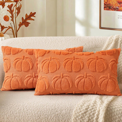 decorUhome Light Rust Pumpkin Faux Fur Throw Pillow Covers 18x18 Set of 2