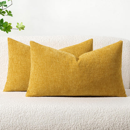 MIULEE Soft Chenille Fall Throw Pillow Covers Burnt Orange 18x18 Pack of 2