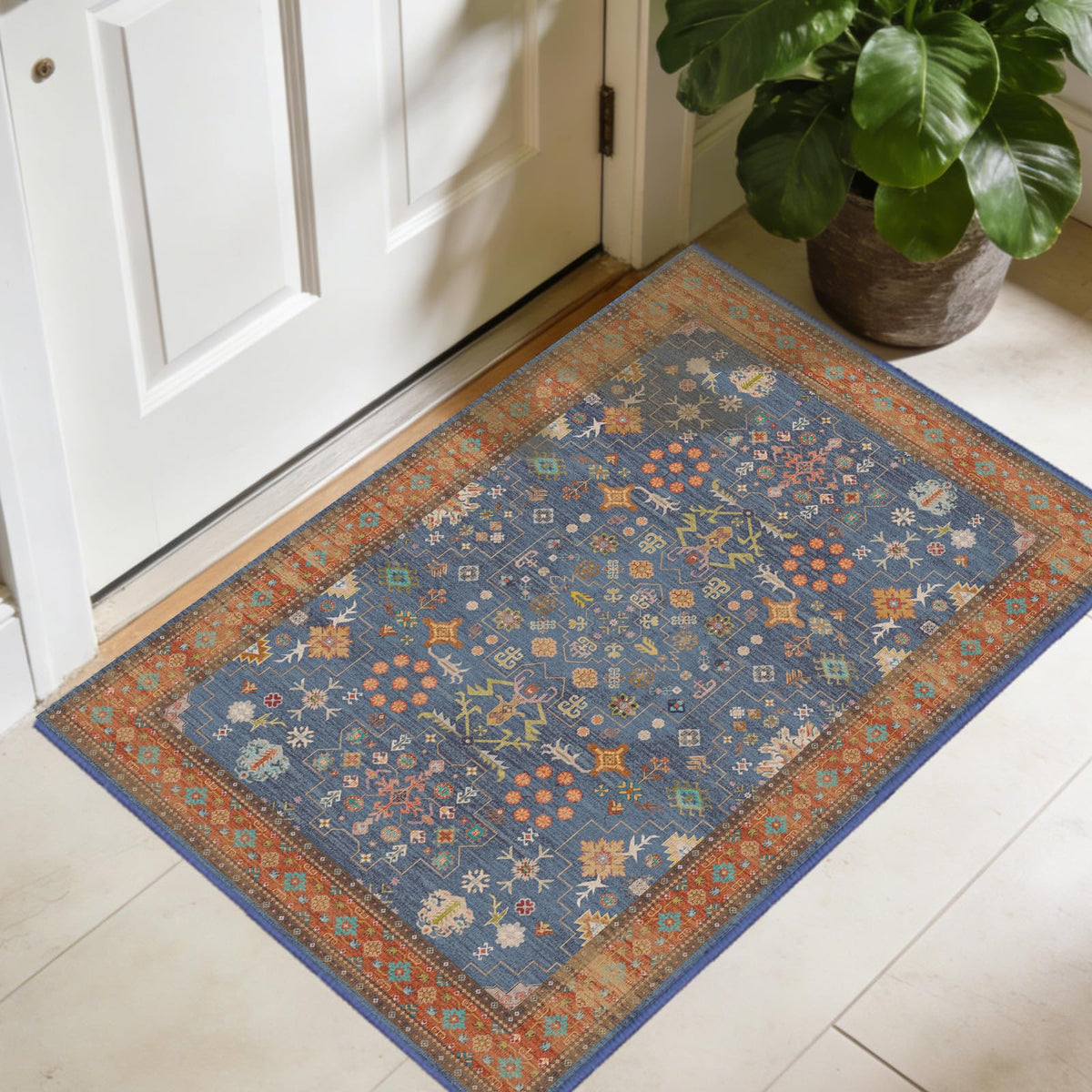 8x10 Washable Area Rugs for Living Room (Charcoal Blush Ivory)