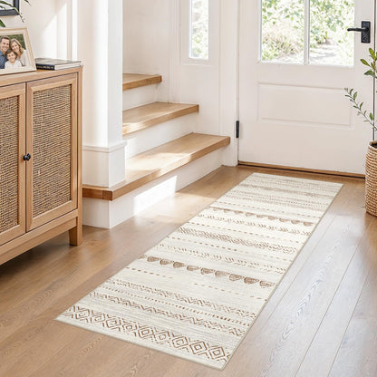 Nakagishi Boho 5x7 Area Rug Living Room Rugs Machine Washable Beige/Brown