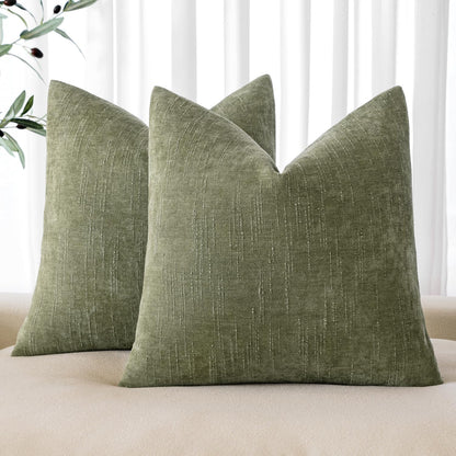 MIULEE Textured Chenille Throw Pillow Covers 20x20 Inch Taupe Grey