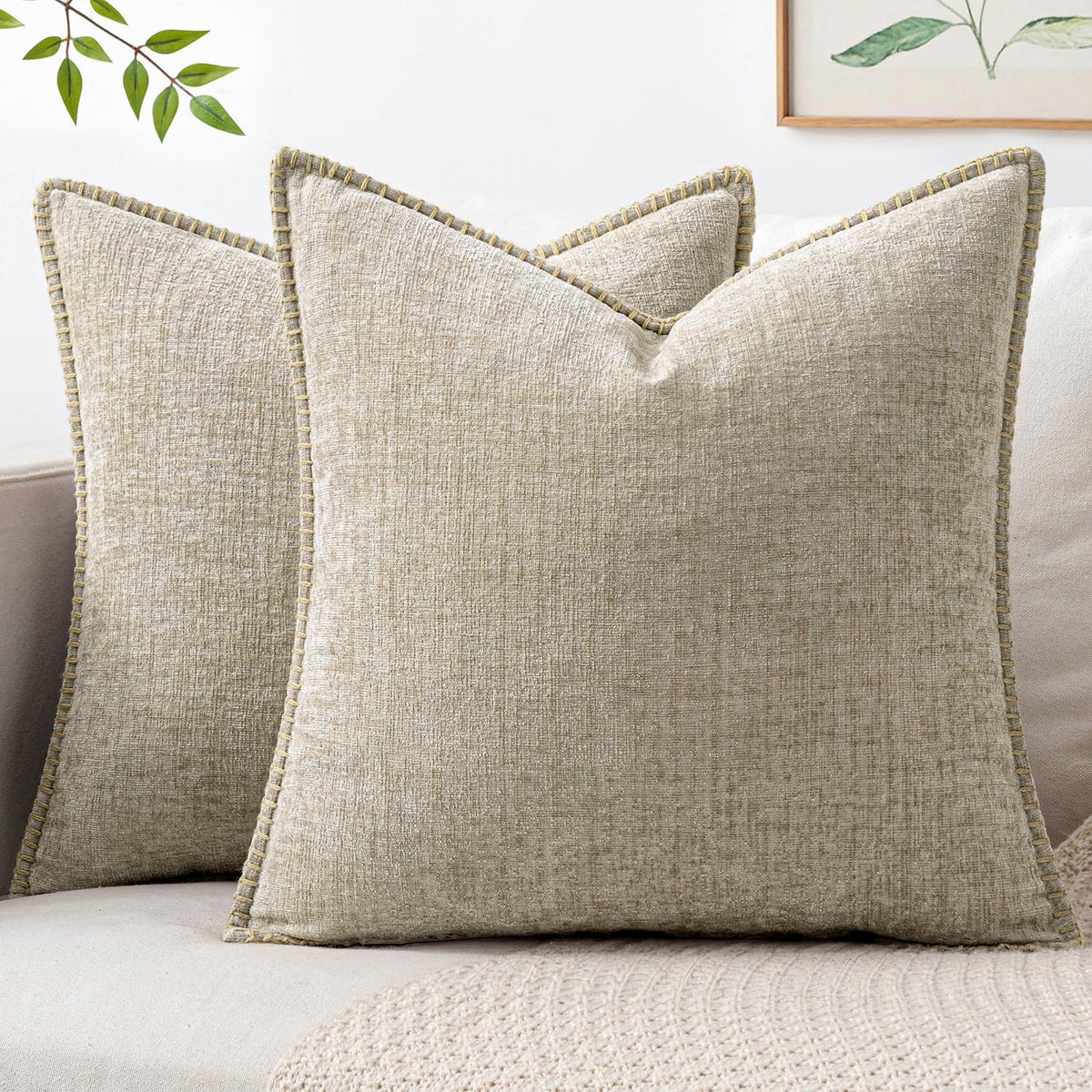 MIULEE Decorative Couch Throw Pillow Covers 18x18 Inch Sage Green 2 Pack