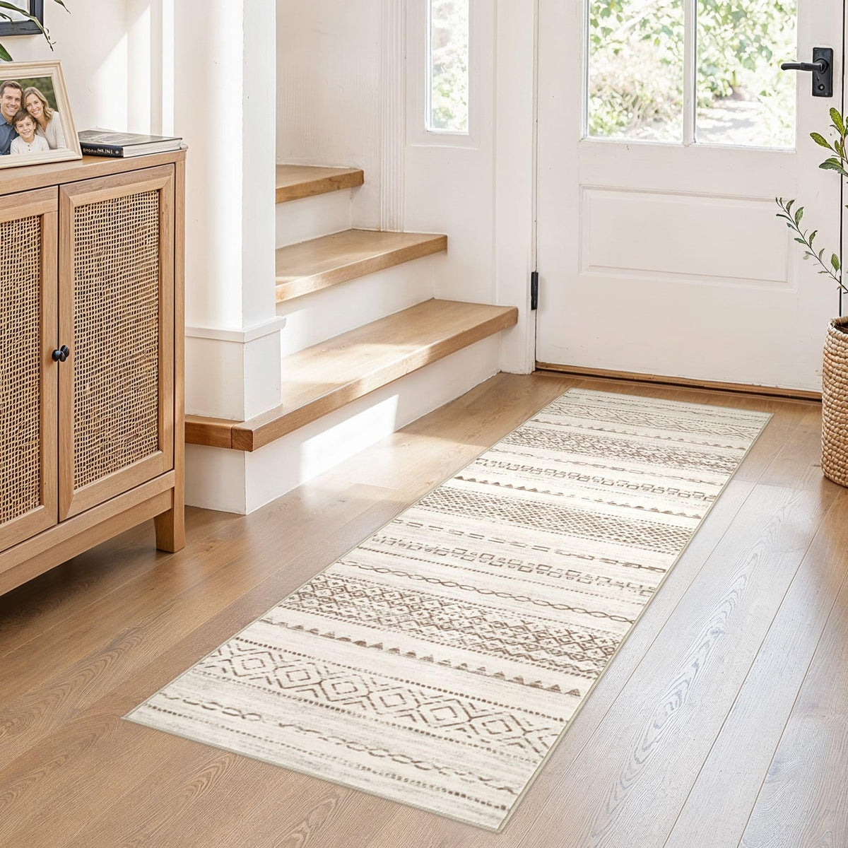 Nakagishi Boho 5x7 Area Rug Living Room Rugs Machine Washable Beige/Brown