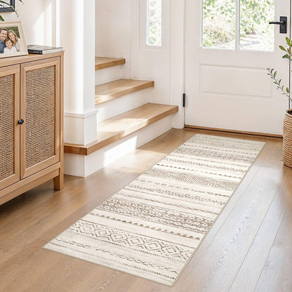 Nakagishi Boho 5x7 Area Rug Living Room Rugs Machine Washable Beige/Brown