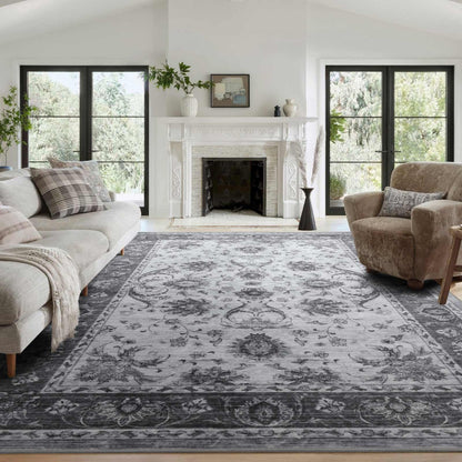 6x9 Ft Abstract Washable Area Rugs for Living Room Blue
