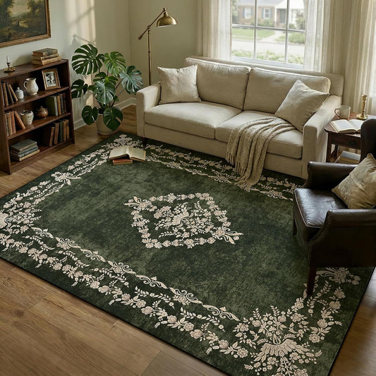 FlyDOIT 5x7 Large Area Rugs for Living Room, Green