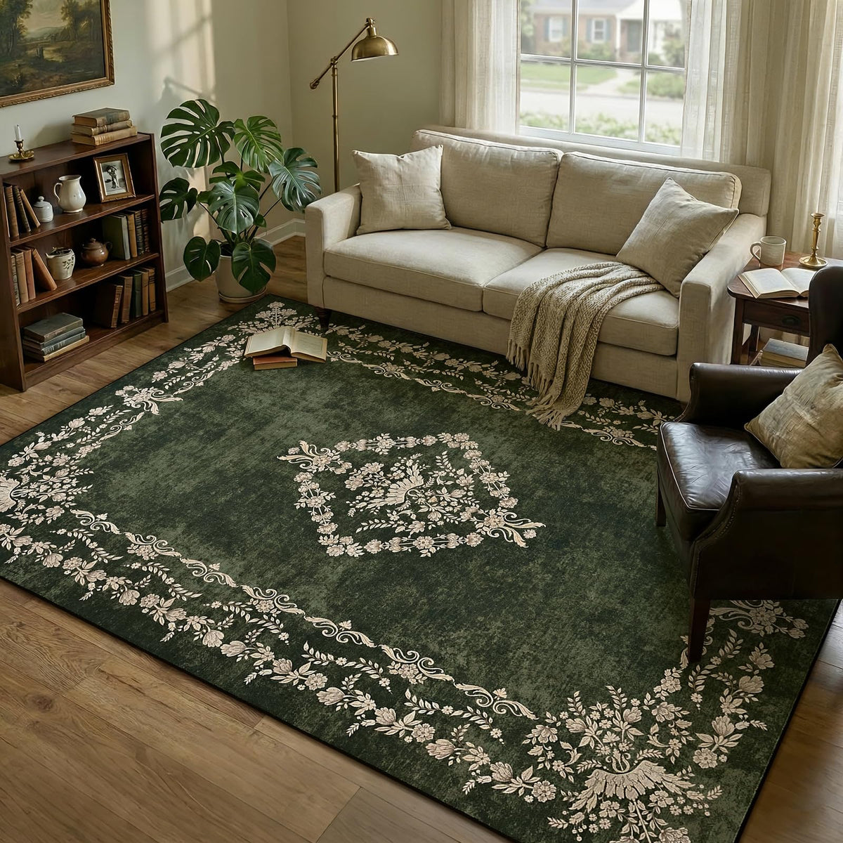FlyDOIT 5x7 Large Area Rugs for Living Room, Green