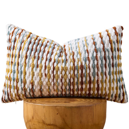 AmHoo Set of 2 Boho Chenille Pillow Cover Decorative Tufted Pillowcase for Couch Bed Sofa Bedroom Living Room Modern 18 x 18-Inch Brown