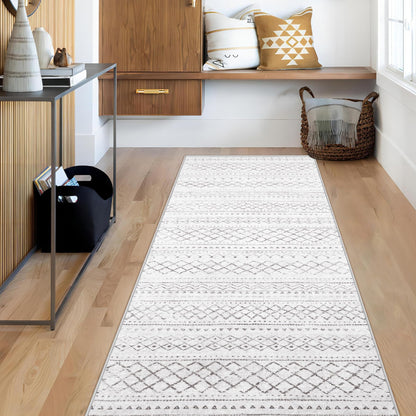 Area Rug for Living Room 6x9: Large Washable Boho Moroccan Rugs Geometric Neutral Rug, Non-Slip Foldable Morden Farmhouse Indoor Floor Carpet for Bedroom Dining Table Home(Brown Green,6'x9')