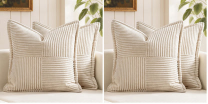 MIULEE Decorative Throw Pillow Covers for Couch 18x18 Inch Beige 2 Pack