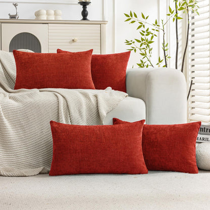 Set of 4 Soft Textured Throw Pillow Covers 18x18 Inch Cozy Decorative Farmhouse Cushion Cover Square Accent Pillow Cases for Bed Couch Sofa Living Room, Beige Taupe Brown