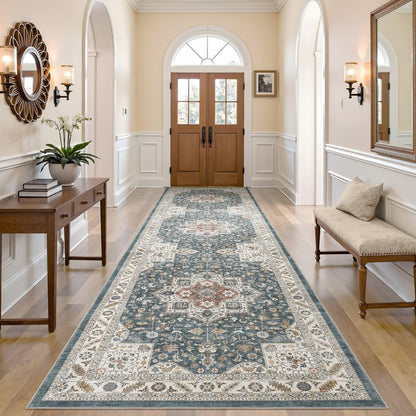 cotiled 5x7 Area Rug for Living Room, Washable, Traditional, Beige