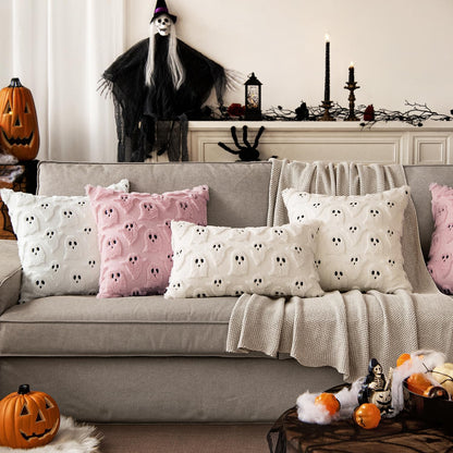 MIULEE White Halloween Pillow Covers Cute Ghost Decor Set of 2 18x18