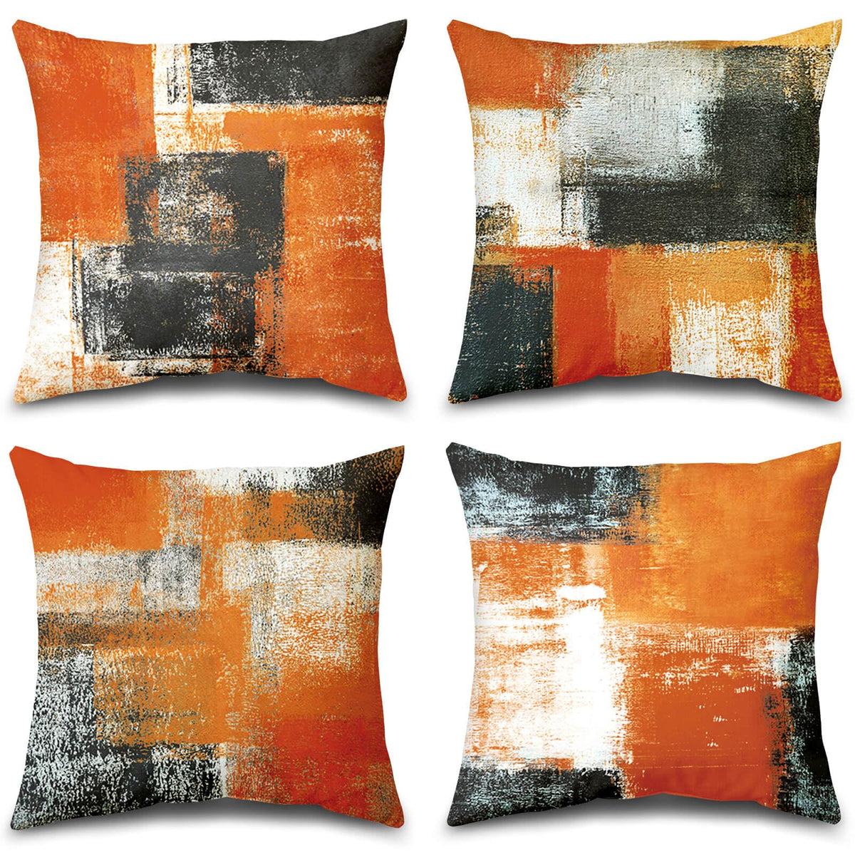 Set of 4 Blue and Grey Abstract Art Artwork Pillow Cover 18 x 18 Inch, Gallery Modern Decorative Throw Pillows Cushion Cover for Bedroom Sofa Living Room