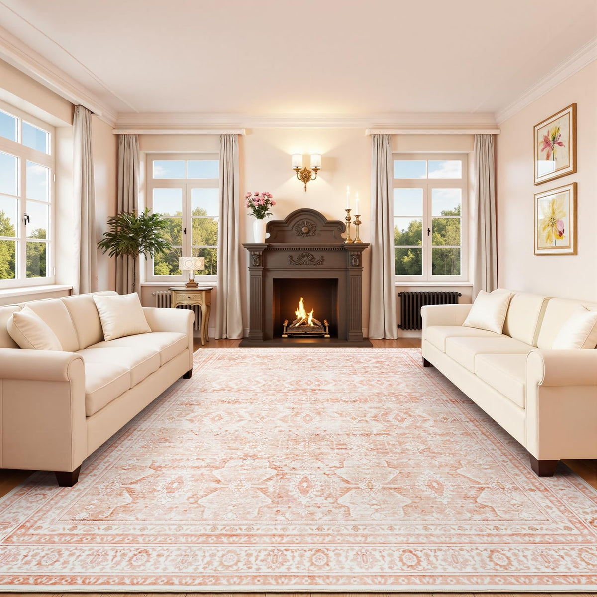 8x10 Area Rugs for Living Room Green Washable Non-Slip Large Carpet