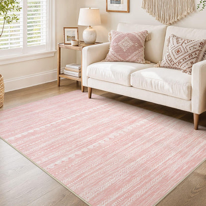 Nakagishi Boho 5x7 Area Rug Living Room Rugs Machine Washable Beige/Brown