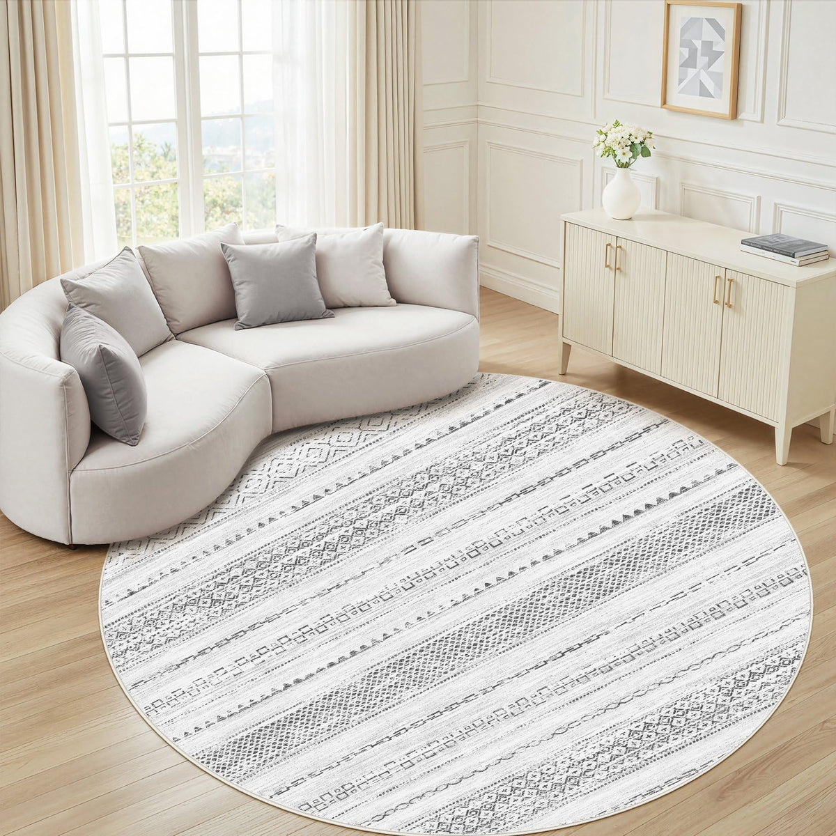 Nakagishi Boho 5x7 Area Rug Living Room Rugs Machine Washable Beige/Brown