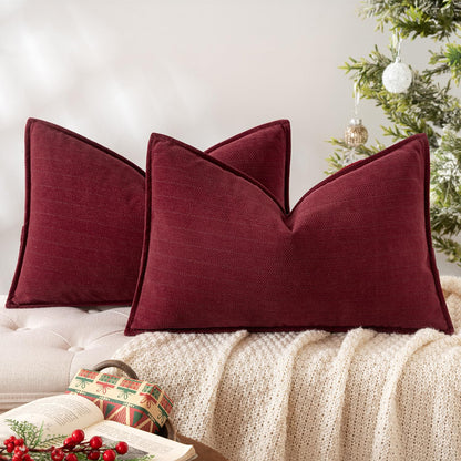 MIULEE Pack of 2 Sage Green Decorative Chenille Pillow Covers 20x20 Inch