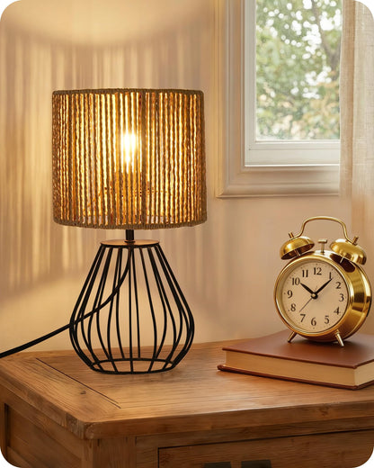 Gold Table Lamp, 12.6 Inch Small Bedside Lamp with 2700K LED Bulb
