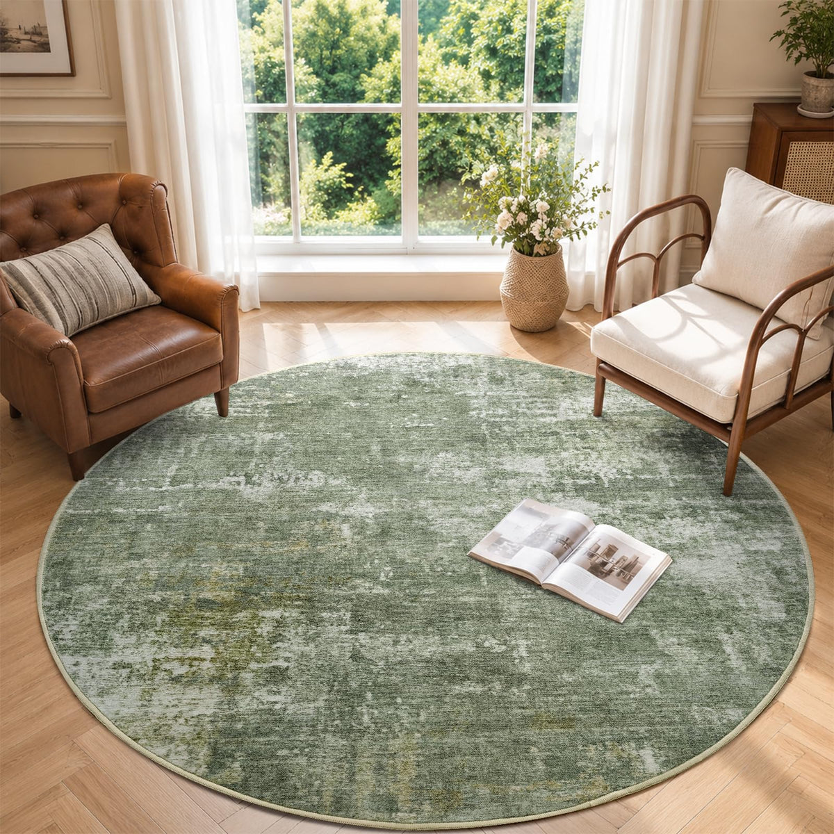6x9 Ft Abstract Washable Area Rugs for Living Room Blue