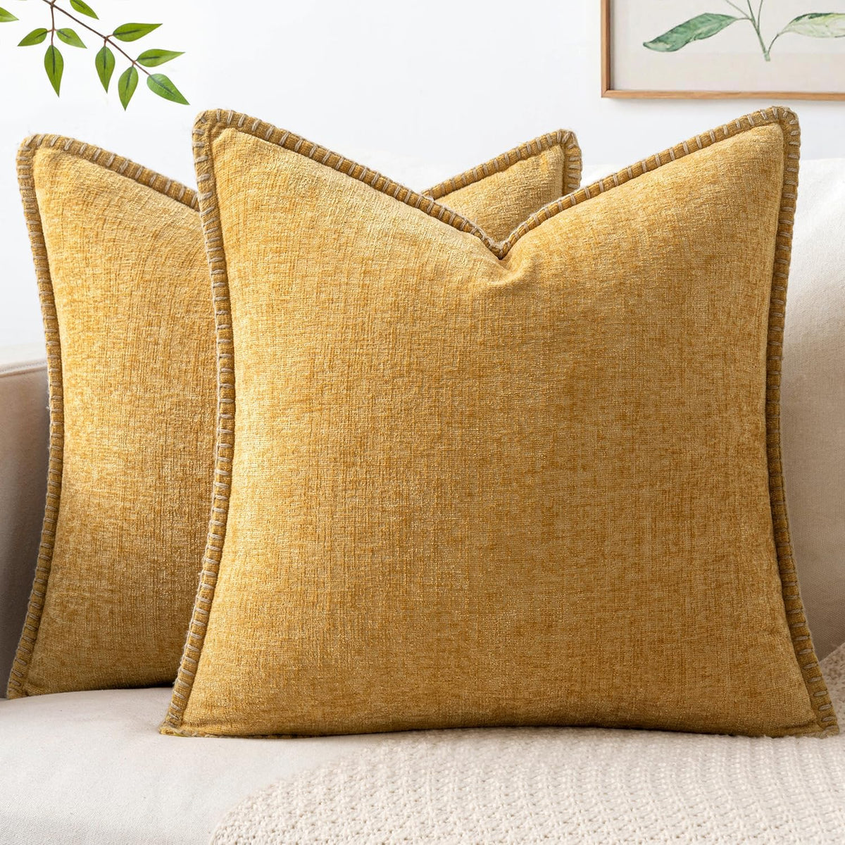 MIULEE Decorative Couch Throw Pillow Covers 18x18 Inch Sage Green 2 Pack