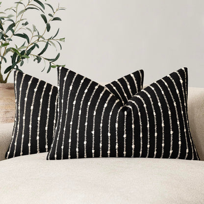 Foindtower Decorative Striped Boucle Throw Pillow Cover 18x18 Natural Beige