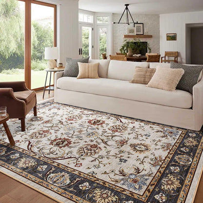 6x9 Ft Abstract Washable Area Rugs for Living Room Blue