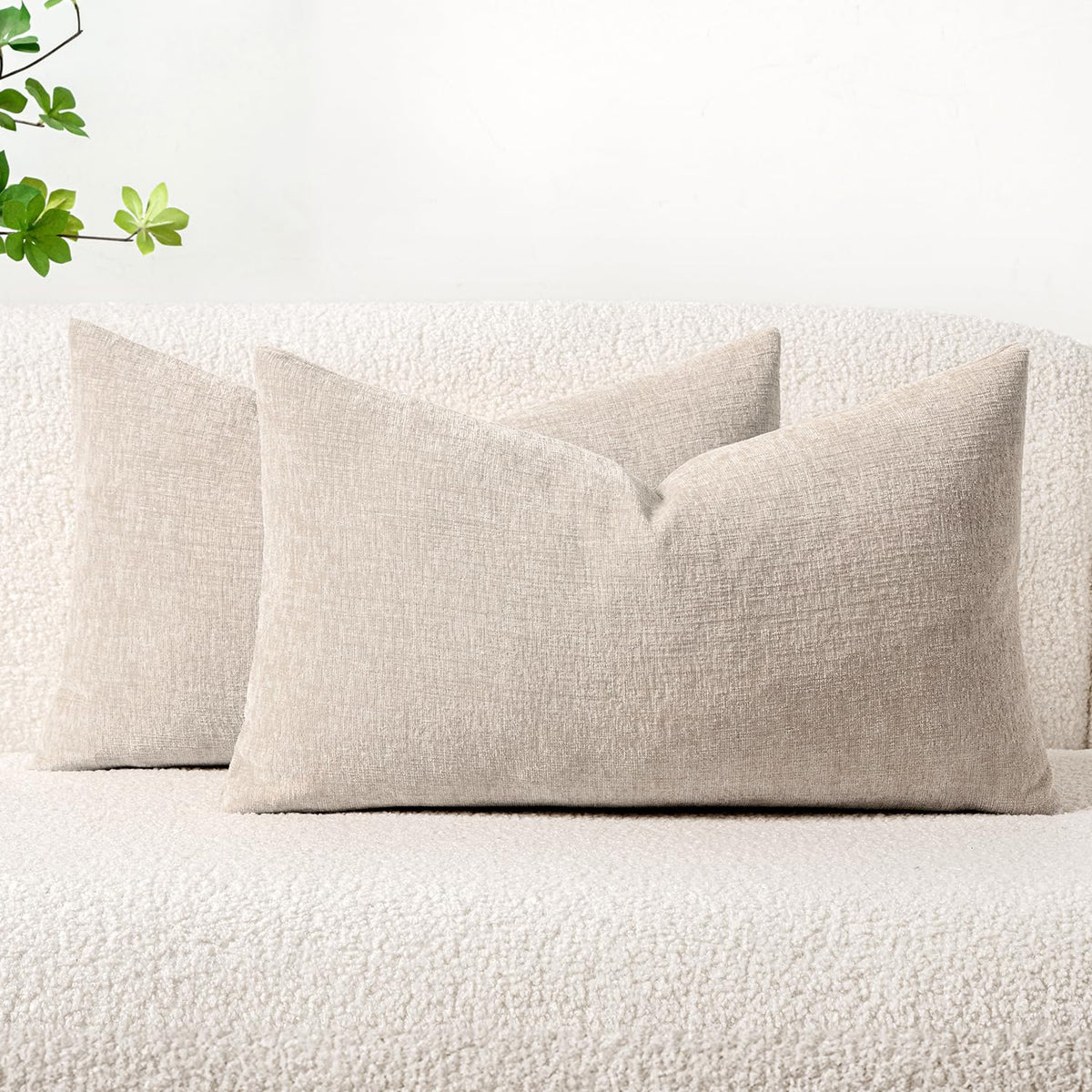 MIULEE Soft Chenille Fall Throw Pillow Covers Burnt Orange 18x18 Pack of 2