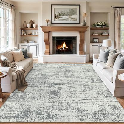 PLHXFR 6x9 Area Rug Living Room: Abstract Washable Carpet Brown Black