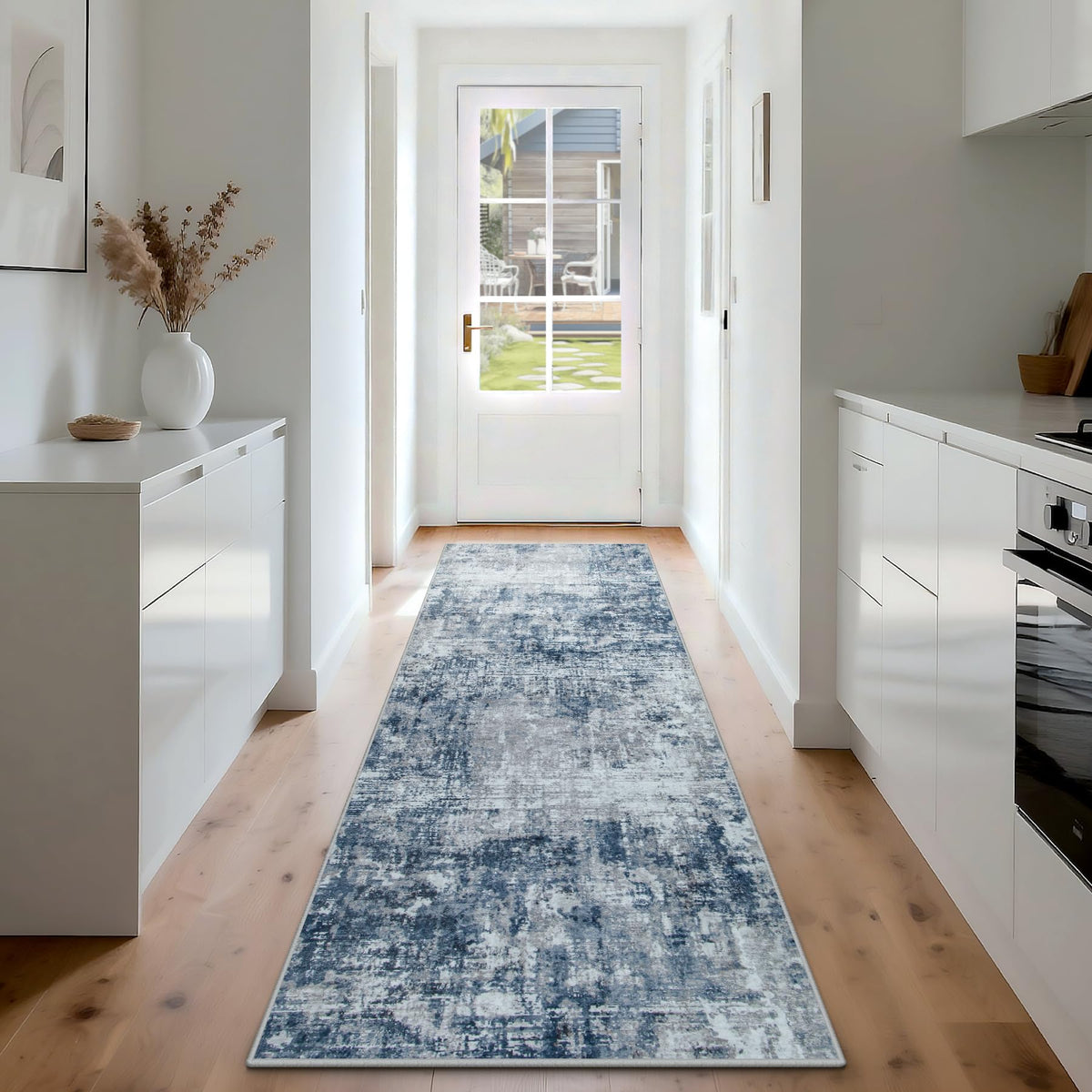 8x10 Area Rugs for Living Room Bedroom Dining Room Washable Blue Grey