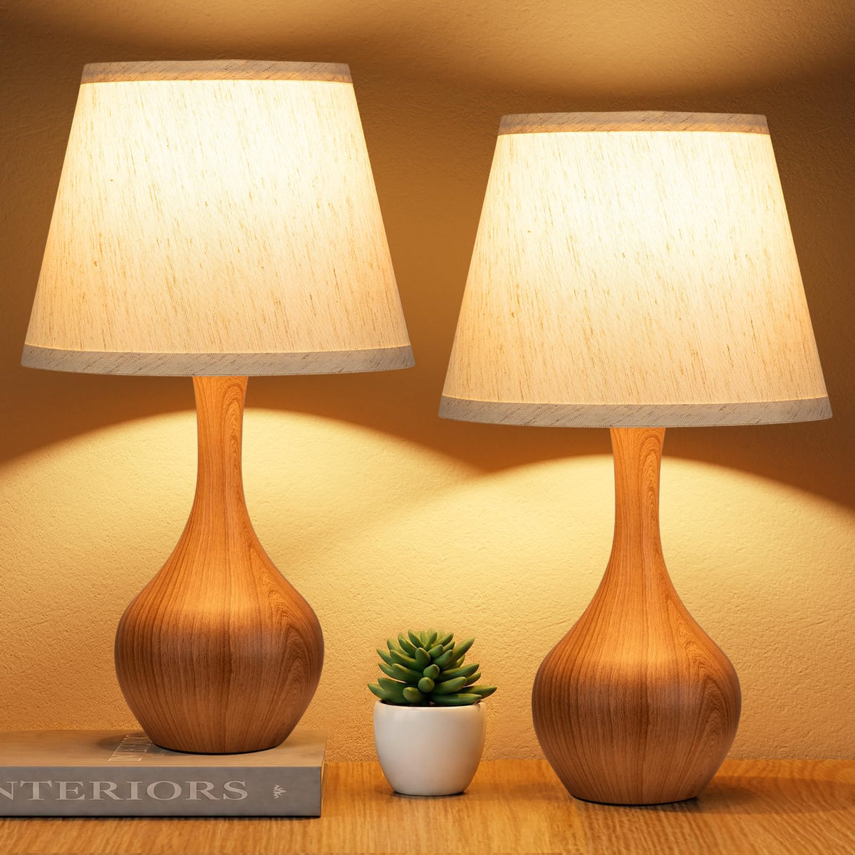 16.1" Touch Table Lamp for Nightstand, 3 Way Dimmable Small Bedroom Lamp