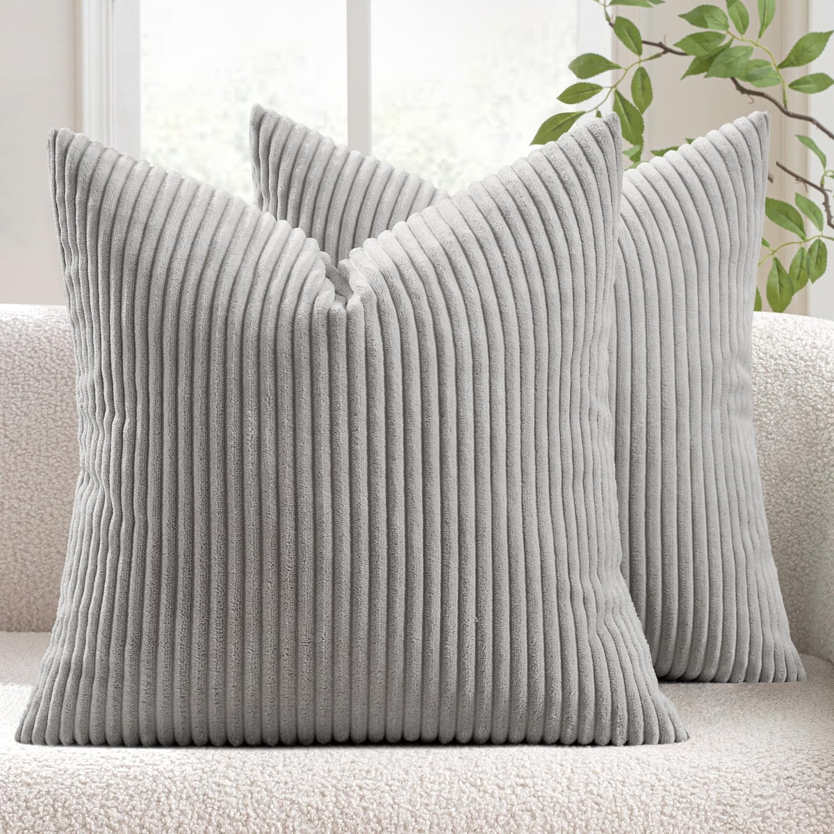 MIULEE Fall Decorative Corduroy Throw Pillow Covers Set of 2 18x18 Orange
