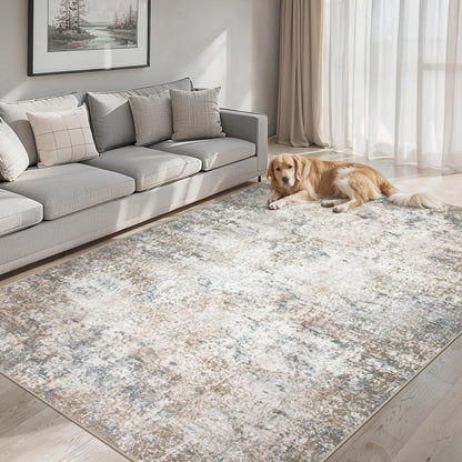 PLHXFR 6x9 Area Rug Living Room: Abstract Washable Carpet Brown Black