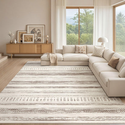 Tortania Area Rug Living Room Rugs - 5x7 Washable Large Soft Neutral Boho Moroccan Bohemian Farmhouse Rug Indoor Floor Carpet for Bedroom Under Dining Table Home Office Decor - Cream Brown