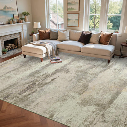 6x9 Ft Abstract Washable Area Rugs for Living Room Blue