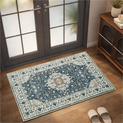 Goideal Washable Rug 4x6, Beige Area Rugs Non Slip, Indoor Low Pile Carpet with Rubber Backing for Living Room Kitchen Bathroom Entryway Office Bedroom