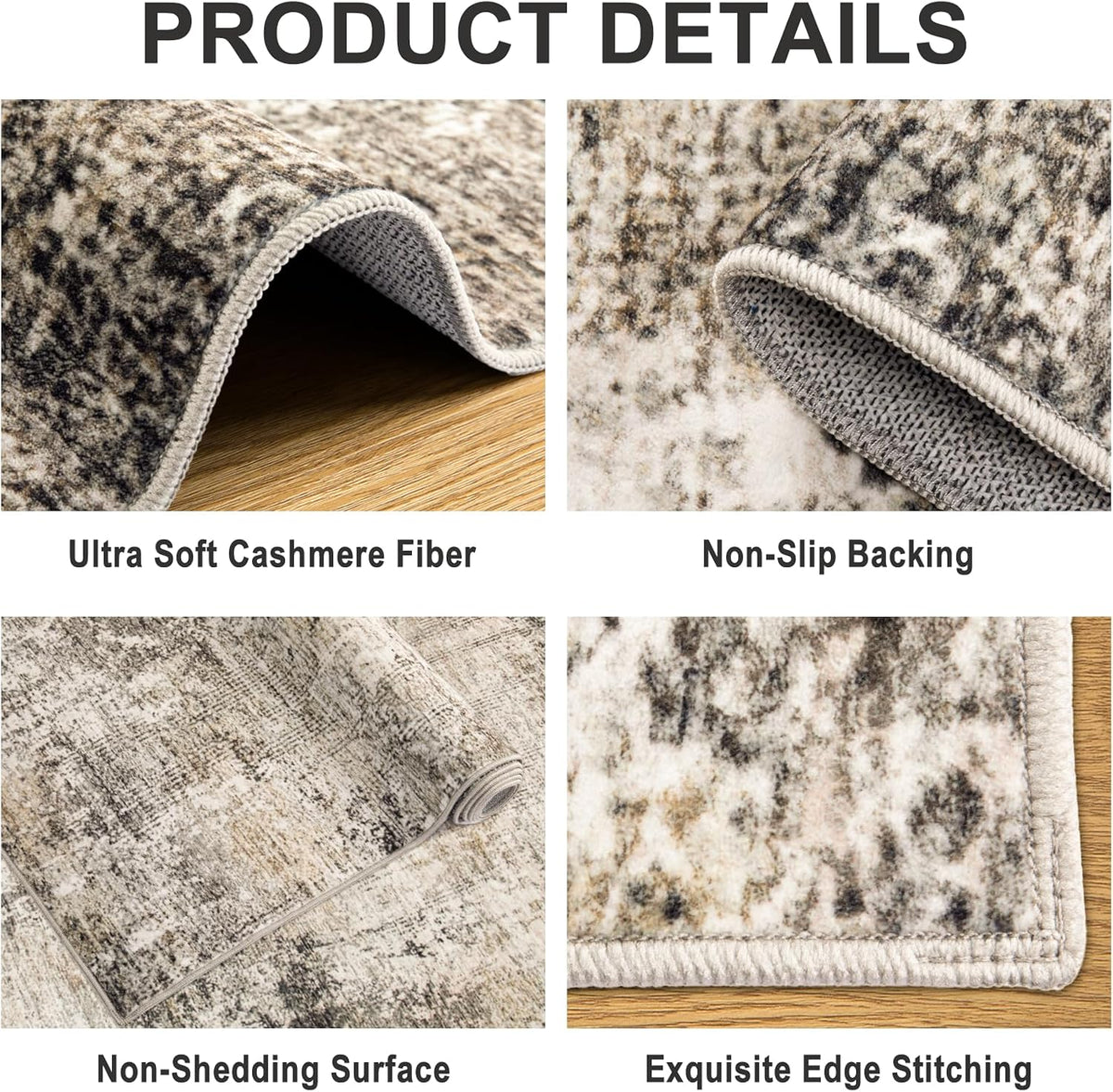 PLHXFR 6x9 Area Rug Living Room: Abstract Washable Carpet Brown Black